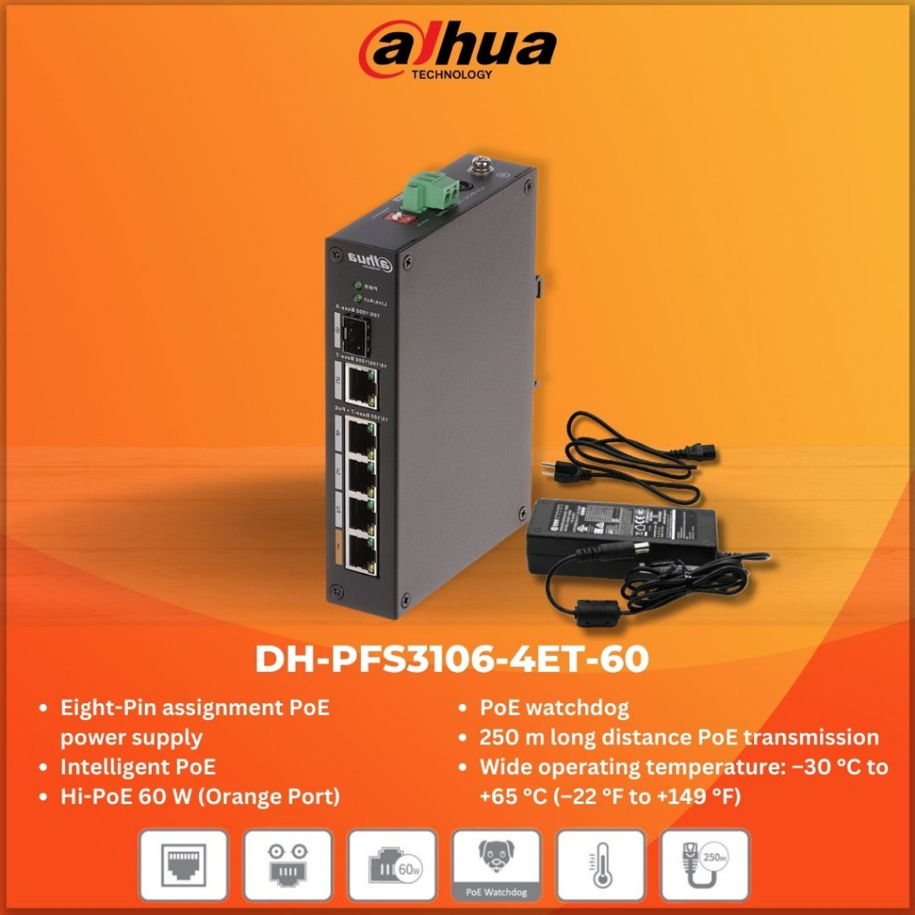 Dahua DH-PFS3106-4ET-60 4-Port PoE Switch (Unmanaged) | Shopee Philippines