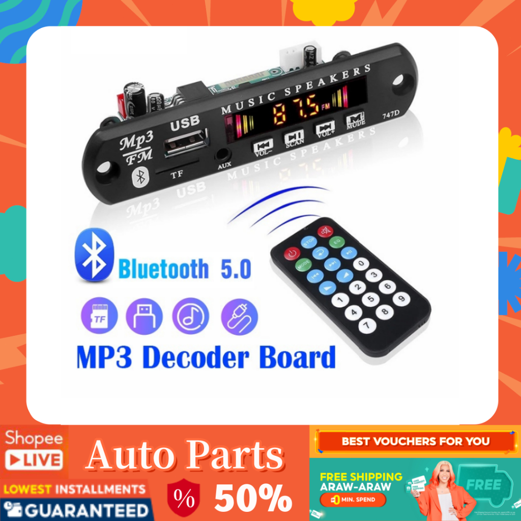 Wireless Bluetooth 5.0 Decoder Board DC 9V 12V MP3 Audio Module USB TF ...