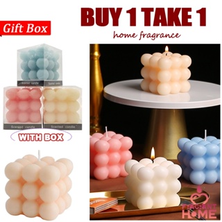 Bubble Cube Candle 2-Pack | Ginger Orange Scented | Soy Wax Home Decor |  Cute Gift for Women (Orange Shades)