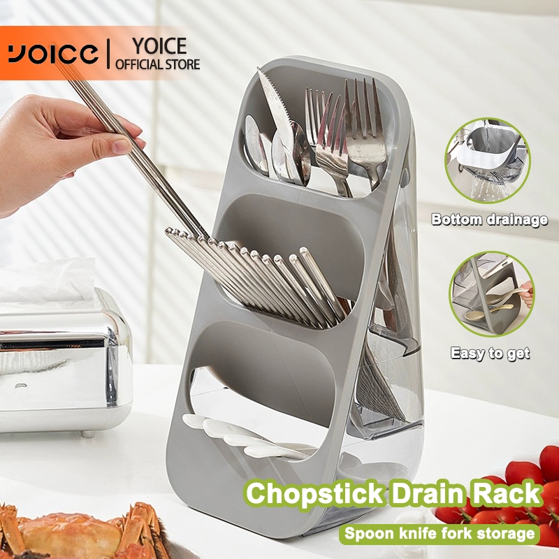 YOICE Kitchen Utensils Organizer 3 Grid Spoon And Fork Organizer With
