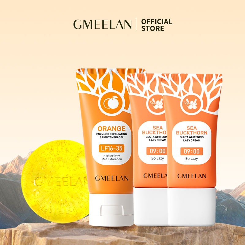 GMEELAN Orange Exfoliating Gel with Whitening Cream with Oil Soap Set