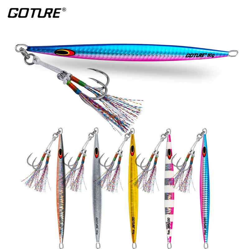 Goture Fast Jig Fishing Lure Metal Spoon Vertical Lead Jigging Lure With  Hooks Sea Fishing