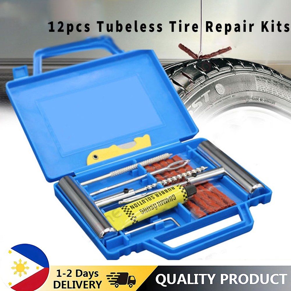 12pcs Tubeless Tire Repair Kits With Box Car And Motorcycle Tubeless Tire Repair Tools Kit