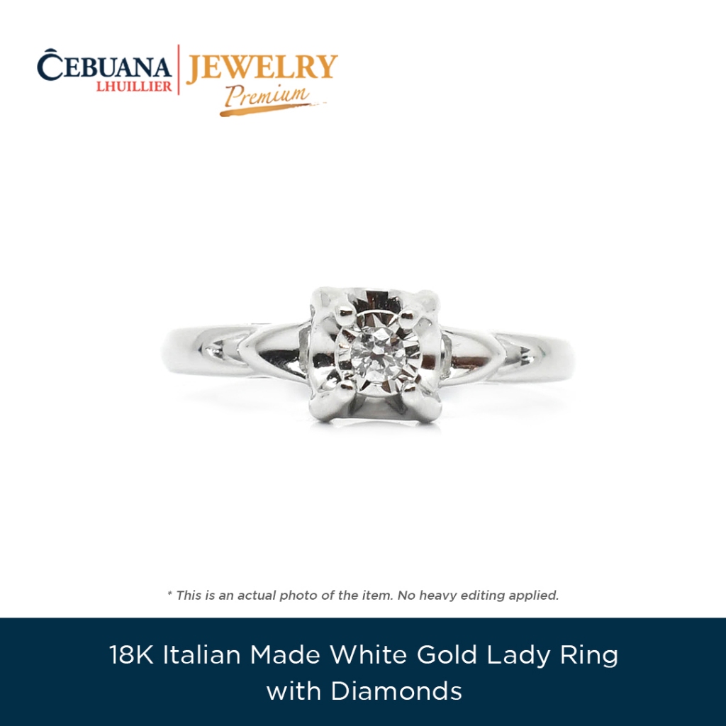 18 Karat Italian White Gold Lady Ring with Diamond Shopee Philippines
