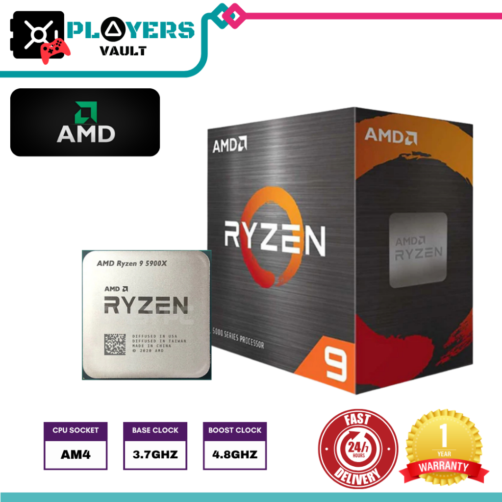 AMD Ryzen 9 5900X/ 7900X/ 7900x3D 12-Core, 24-Thread Desktop Processor ...