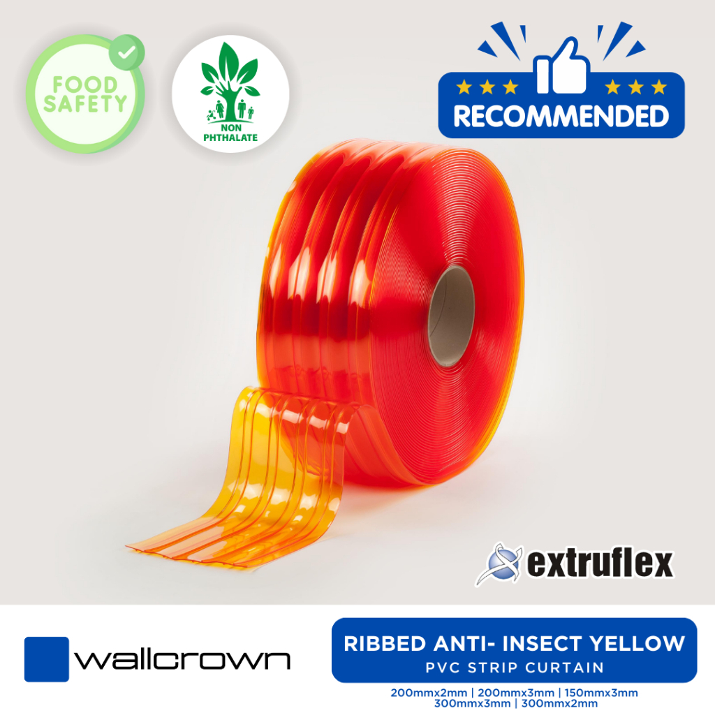Extruflex PVC Strip Curtain Roll Ribbed Anti-Insect Yellow ...