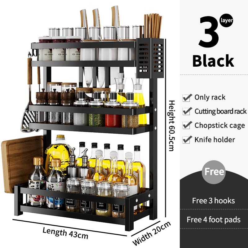 Spice Rack For Kitchen Coutertop Condiments Shelf Kitchen Storage Rack ...