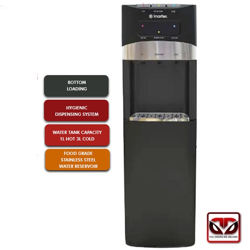 Imarflex IWD1150BLK Hot and Cold Bottom Load FreeStanding Water Dispenser BPA FREE FOOD GRADE