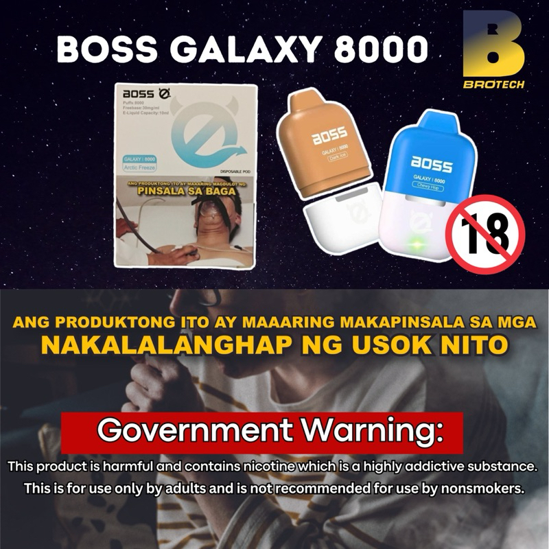 BOSS Galaxy 8000 Prefilled Pods Disposable Vape Shopee Philippines