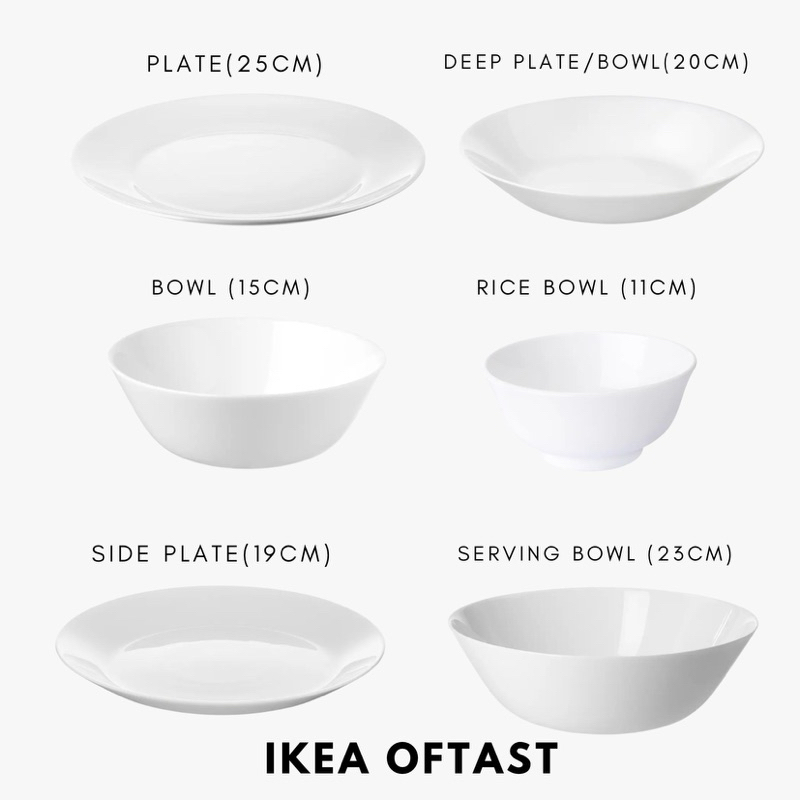 OFTAST Series, White, Plates, Bowls, Serving Bowl, Rice Bowl, Deep ...