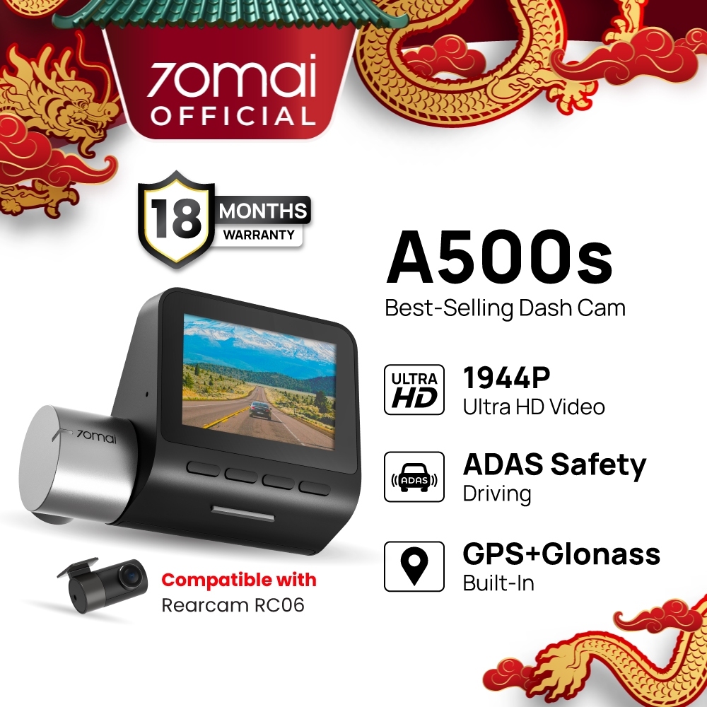 70mai Dashcam Pro Plus+ A500S Dual Channel Car Dash Cam,Builtin GPS