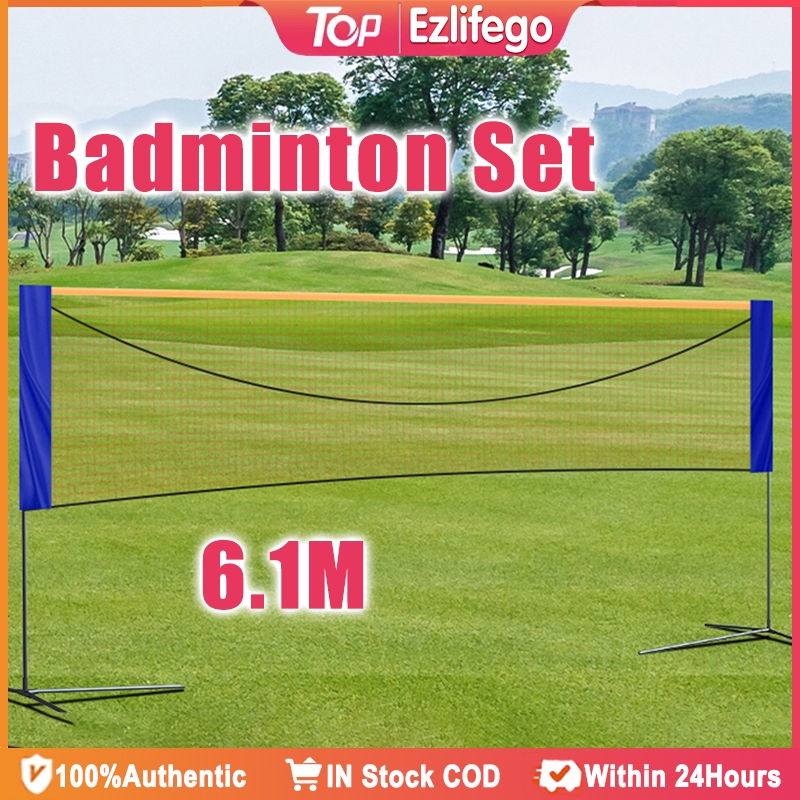 Portable Badminton Net Set With Stand Adjustable Height Volleyball ...