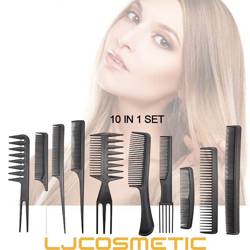 10pcs Professional Comb Set 10Pcs Black Pro Salon Hair Styling Barbers ...