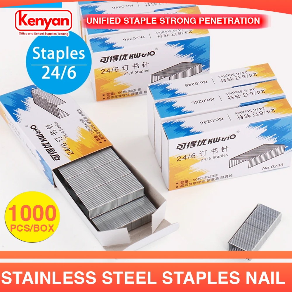 5pcs 1000pcs/box stainless steel staples nail 24/6 KW Trio Brand ...