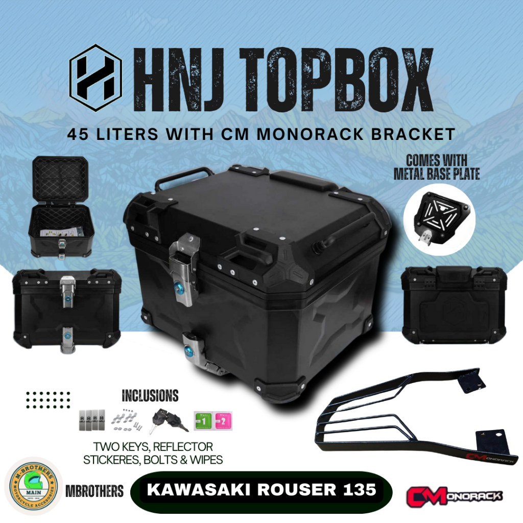 Set Kawasaki Rouser 135 With Cm Monorack Bracket Top Box Set- 30L, 32L ...