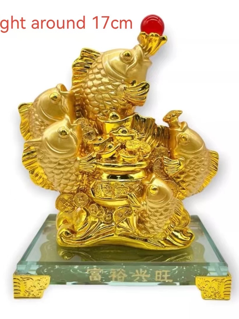 gold Fish Arowana with wood stand fengshui new gift good luck fengshui ...
