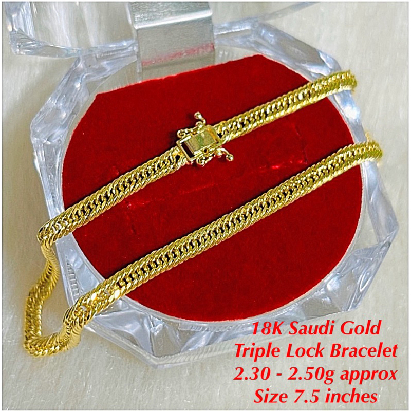 18K Saudi Gold Triple Lock Bracelet (nasasangla) | Shopee Philippines