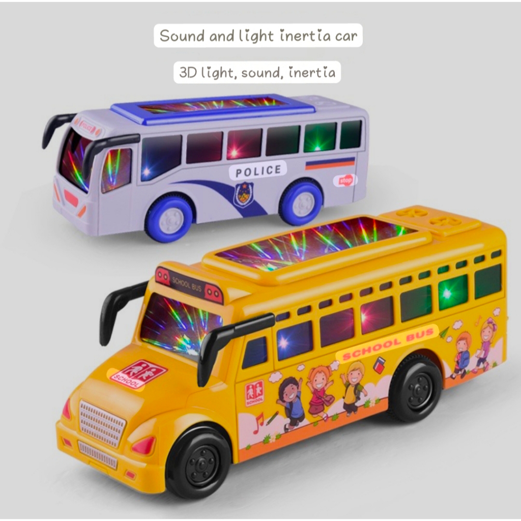 Sunny Shop Story Music Lighting Rotating Car School Bus Toys for kids ...