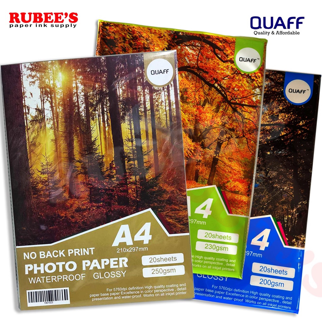 QUAFF No Back Print Glossy Photo Paper A4 200g/230g/250g (20 sheets