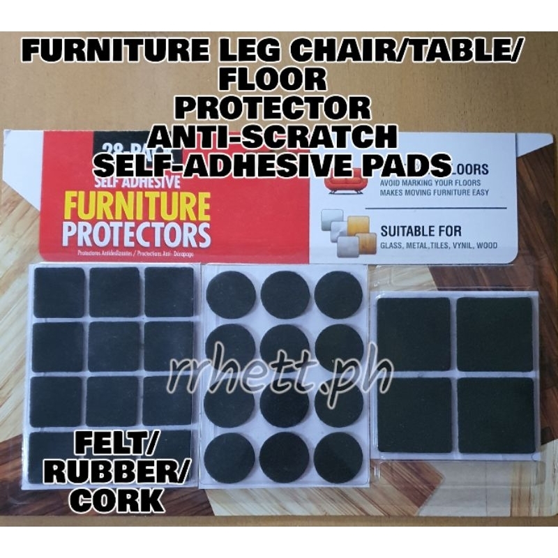 rrhett.ph SELF ADHESIVE CORK FELT RUBBER PADS SET FURNITURE CHAIR ANTI SCRATCH FLOOR PROTECTOR Shopee Philippines