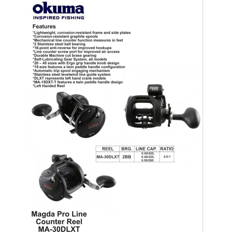 OKUMA MAGDA PRO LINE COUNTER REEL MA-30DLXT