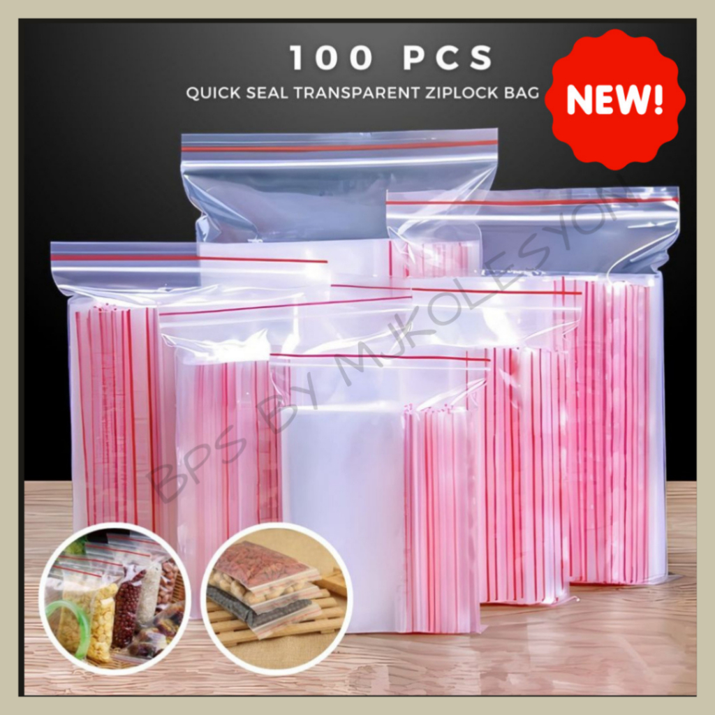 Ziplock Bags 100pcs Zipper Bag Zip Plastic Bag Resealable Multipurpose ...