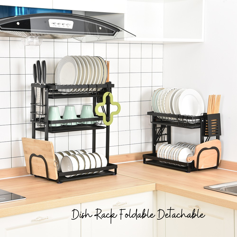 Dish Rack Foldable Detachable Drying Drainboard Kitchen Sink Bowls Cup ...