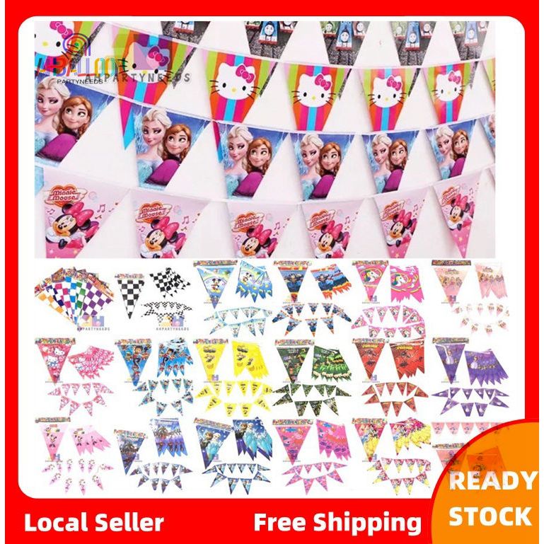 Cartoon Banderitas Boy Design Paper Flag Happy Birthday Party Pennant ...