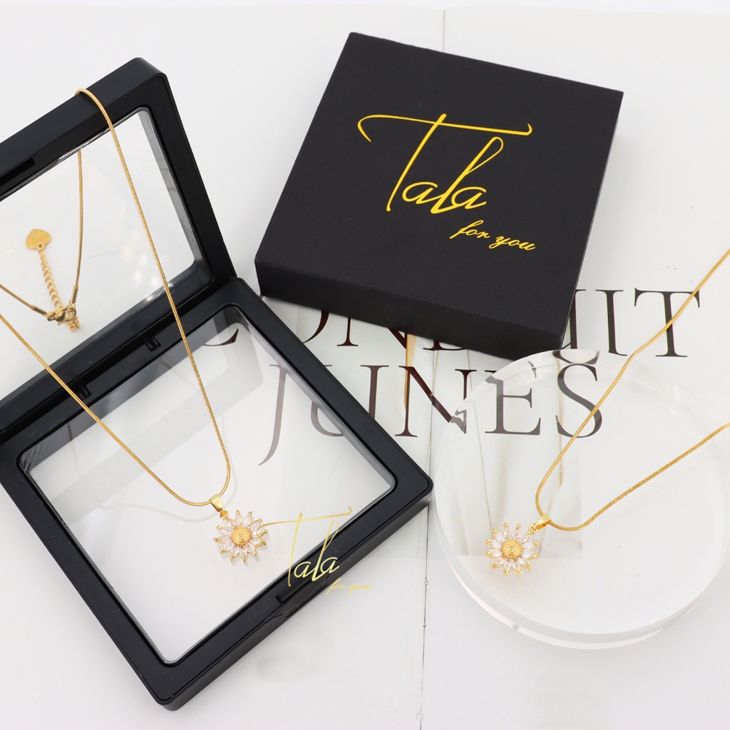 Tala for you Sunflower Necklace 18k Gold Pendant With Gift Box Diamond Women s Accessories Jewelry Shopee Philippines