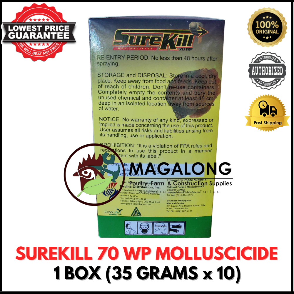 SUREKILL 70WP POWDER - MOLLUSCICIDE - 1 BOX Like CRUSHER CANON NICLOS M ...