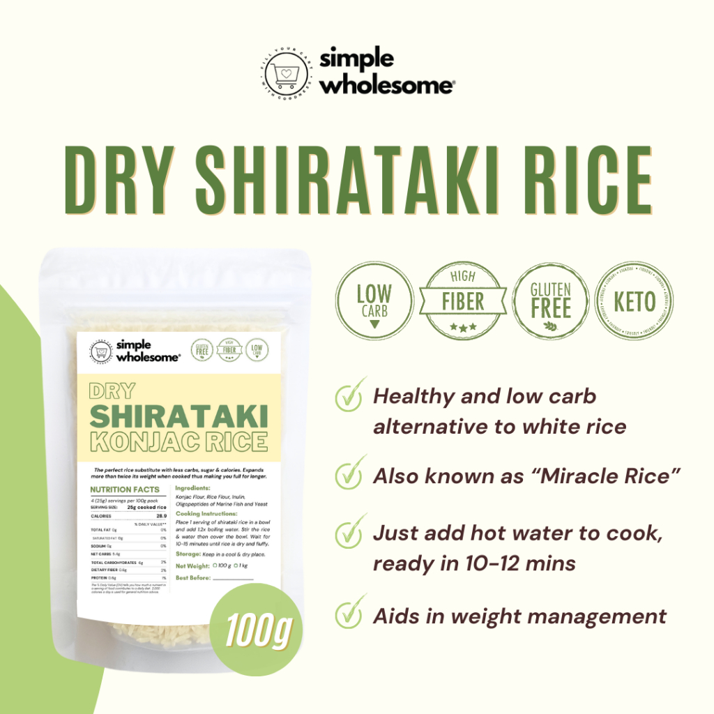 SIMPLE WHOLESOME Dry Dried Shirataki Konjac Miracle Rice - Keto Vegan ...