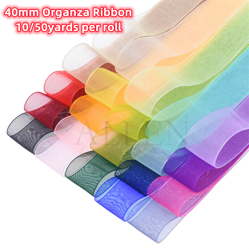 10/50yards per roll 40mm Chiffon Organza Ribbon Wholesale Gift Wrapping ...