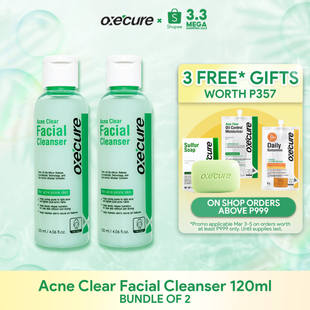 OXECURE 1.5% Salicylic Acid Acne Clear Facial Cleanser 120ml Bundle of ...