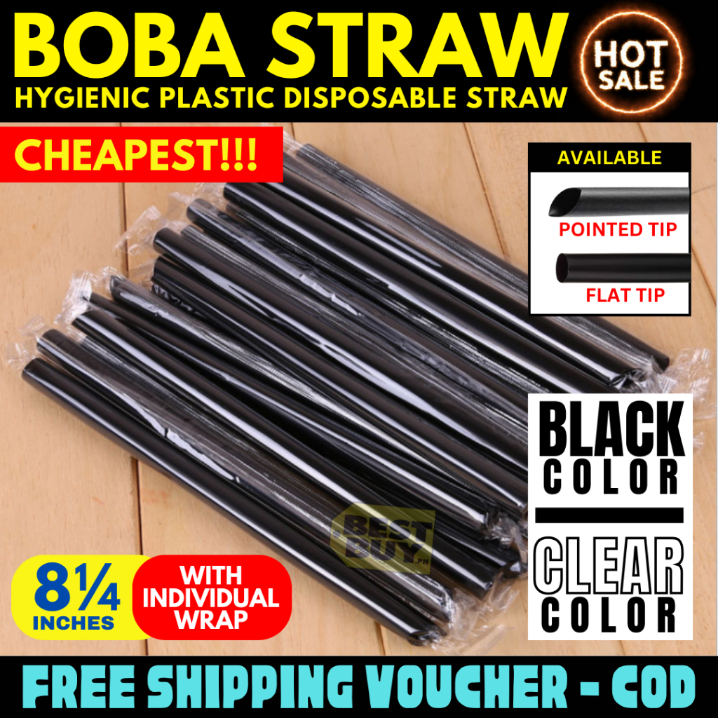 Boba Straw Sago Straw Black Individually Wrapped for MilkTea ...