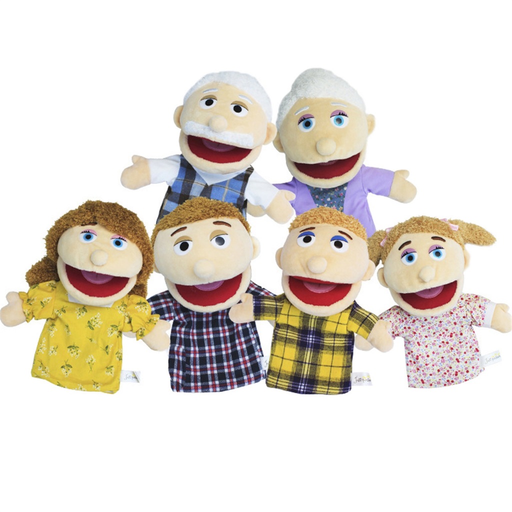 Lovely Family Hand Puppets Mouth Opening Plush Storytelling Teaching ...
