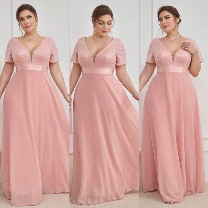 Mumu Elegant gown dress plus size maxi dress formal lace dress | Shopee ...