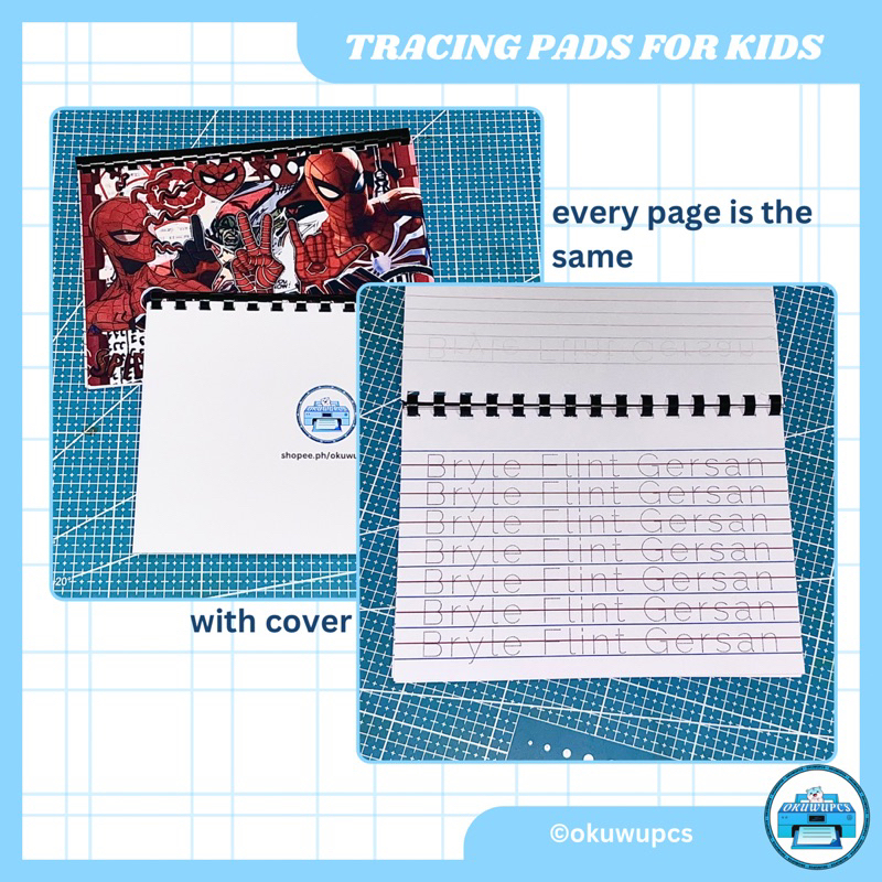 CUSTOMIZED TRACING PADS WITH NAME FOR KIDS WITH CARTOON COVER LETTERS ...