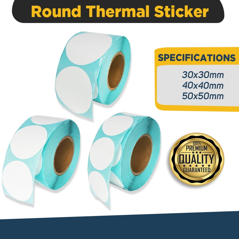 Thermal sticker paper round (30X30MM) (40X40MM) (50X50MM) | Shopee ...