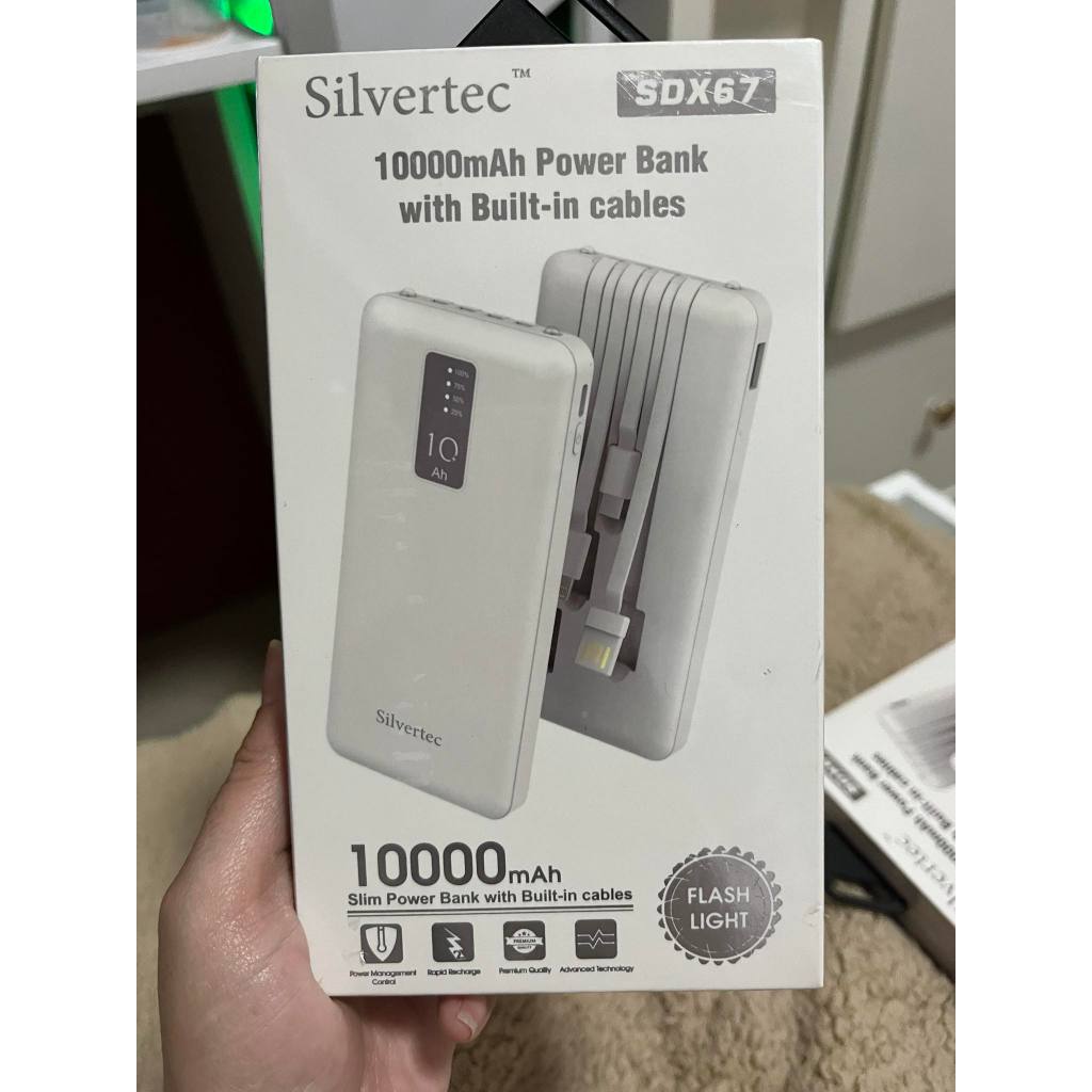 SILVERTEC 10,000mAh With Built in Cables + Flashlight POWERBANK (SDX67 ...