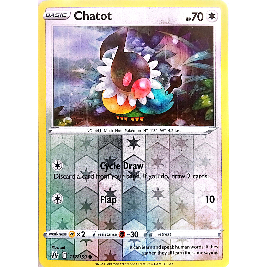Pokemon TCG Chatot 112/159 Crown Zenith Common | Shopee Philippines