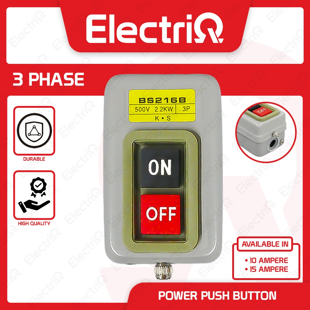 Electriq Power Push Button Switch 3 Phase 15A / 10A Spare Parts Only ...