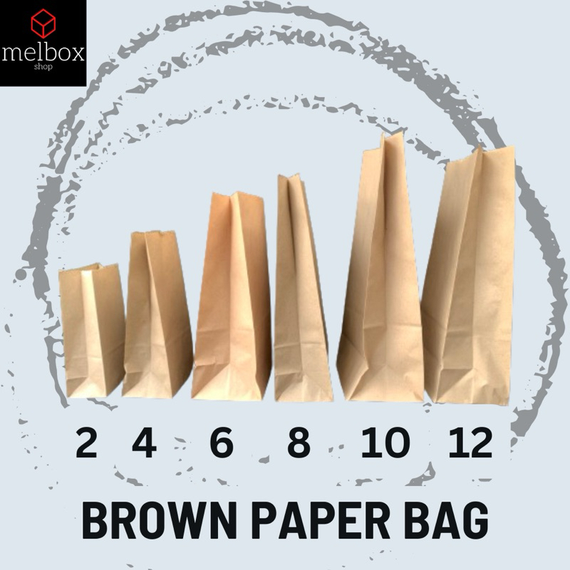 [50 pcs] Brown Paper Take Out Bag Supot - Size 2, 4, 6, 8, 10, 12, 16 ...