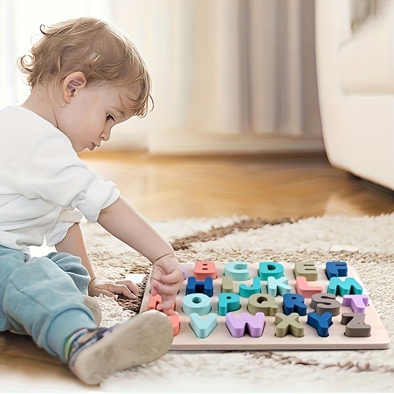 ACE Alphabet Digital Puzzle Wooden Toys Kid Number Letter shape ...