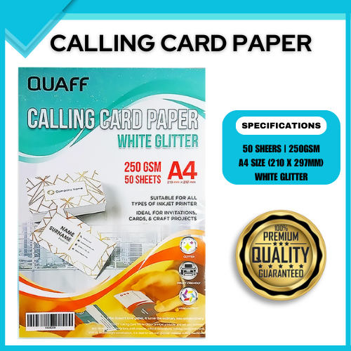 QUAFF Calling Card Paper 250GSM A4 White Glitter - 50 sheets | Shopee ...