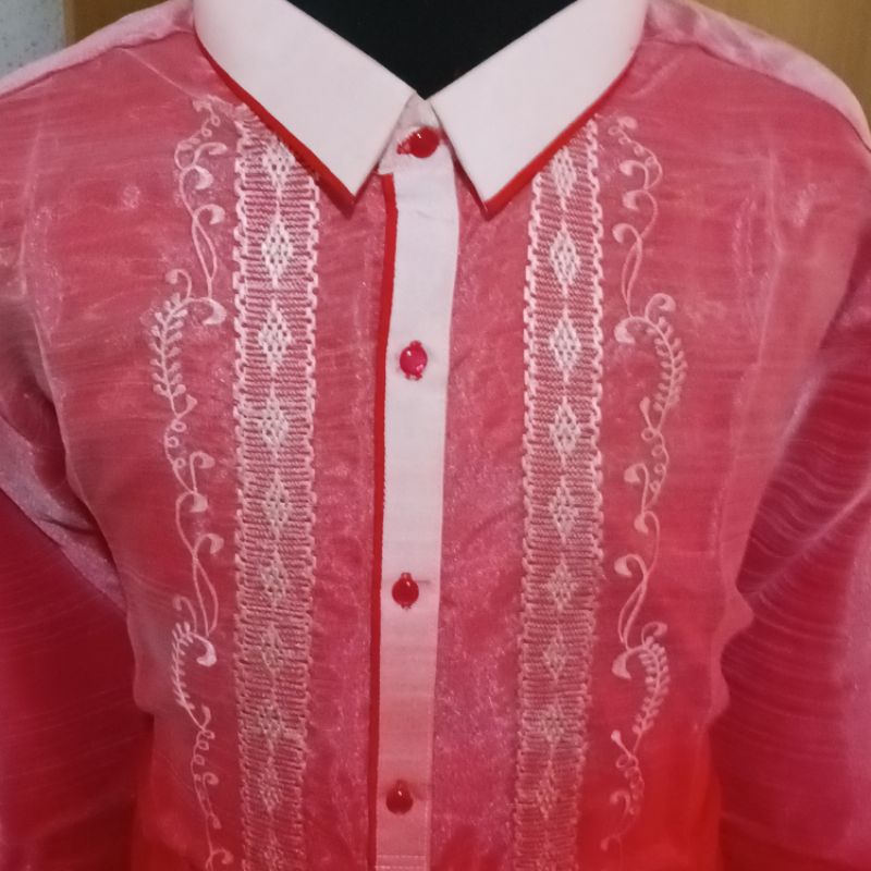 Men's Barong Red with Collar | Shopee Philippines
