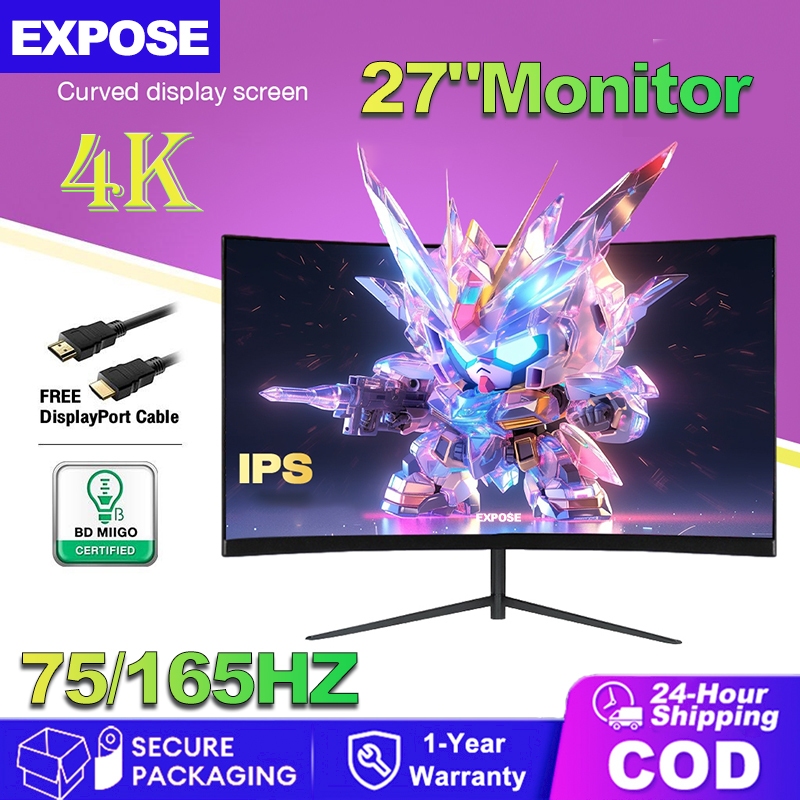 Expose Inch Monitor Curved Gaming K K Hz Hz Computer Fhd R Curved White Black