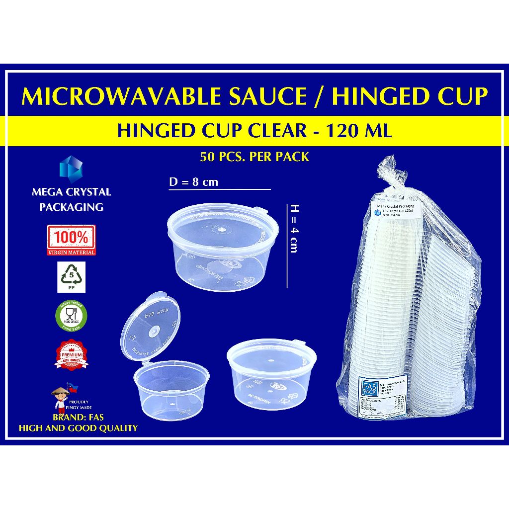 [ 50 Pcs ] Donewell / FAS Pack Microwavable Cup Hinged Cup / Sauce Cup ...
