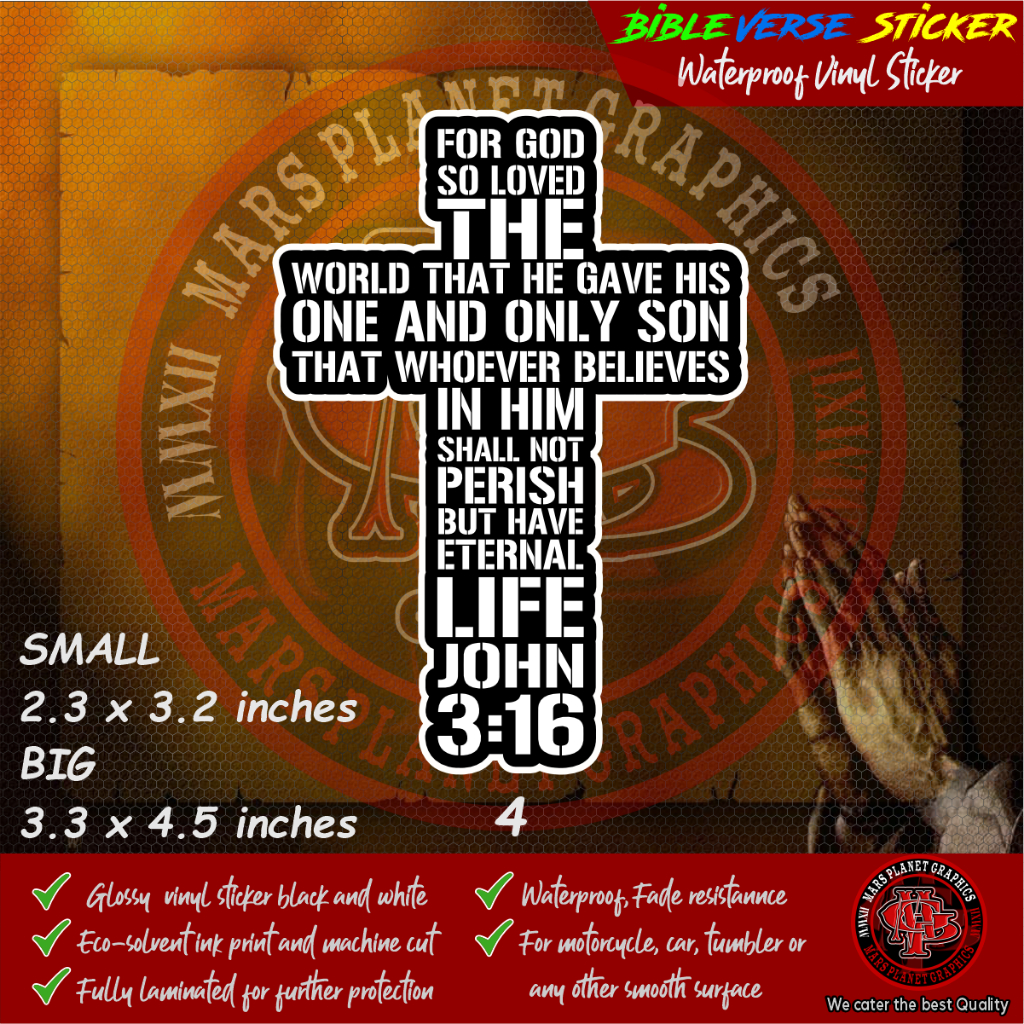 BIBLE VERSE RELIGIOUS CHRISTIAN STICKER DECAL Waterproof Laminated ...