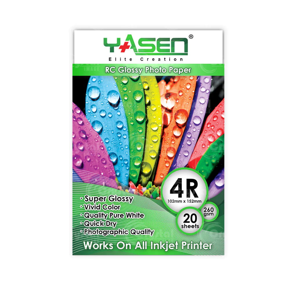 Yasen RC Glossy Photo Paper 260gsm Resin Coated A4 5R 4R 3R Size (20 ...
