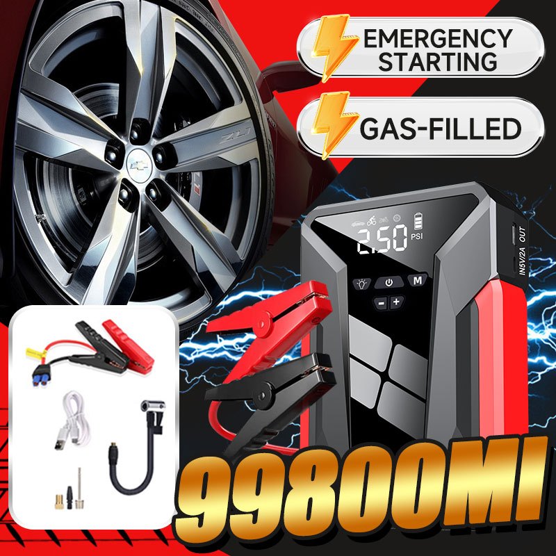 99800MAh PowerBank MultiFunction 12V High power Emergency car Jump Starter With Air Pump &LED